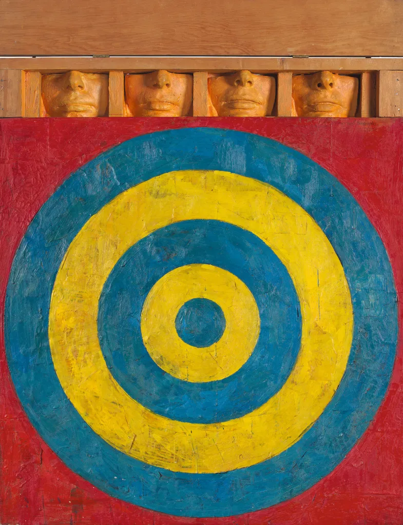 Jasper Johns, Target with Four Faces, 1955. Photo- Jamie Stukenberg. ©2021 Jasper Johns/Licensed by VAGA/ARS. Museum of Modern Art
