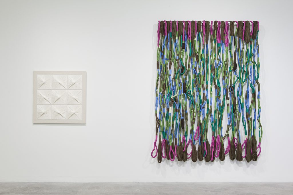 Sheila Hicks, installation view. Hicks’ colour-driven fibre works continue to redefine the boundaries between sculpture, architecture and textile art.Credit: Courtesy of the Contemporary Art Museum St. Louis. Photo: CAM St. Louis.
