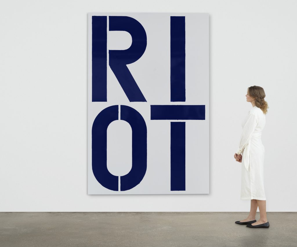 This 1990 enamel on aluminium (108 × 72 in) achieved USD 19.84 million at the sale