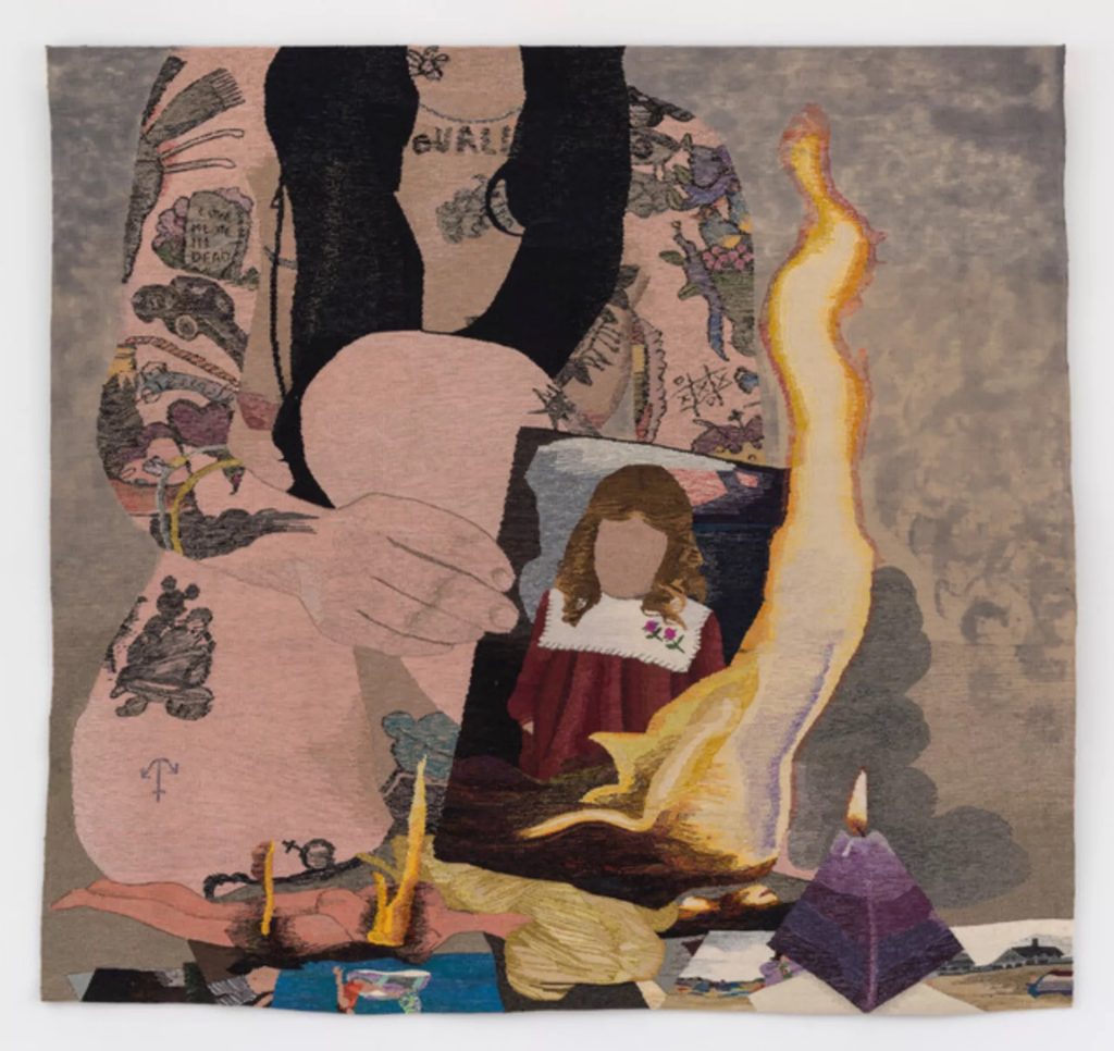 Diedrick Brackens, large-scale woven composition. His practice blends figurative narrative, craft tradition and contemporary abstraction.Credit: Courtesy of the artist and Various Small Fires. Original listing via Artsy.