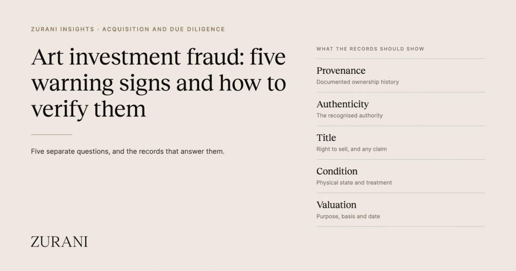 Art investment fraud: five warning signs and how to verify them. Zurani Insights.