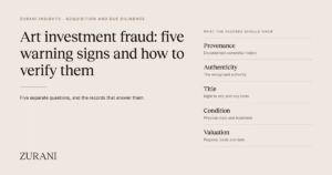 Art investment fraud: five warning signs and how to verify them. Zurani Insights.